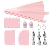 Juego de accesorios para decoración de tartas, mangas pasteleras y boquillas de pastelería - Juego de 15 boquillas y boquillas reutilizables, juego de pipping de glaseado, herramientas de decoración