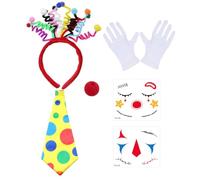 Juego De Accesorios Para Disfraces De Payaso De 6 Piezas, Que Incluye Diadema, Nariz, Guantes, Pegatinas Para Corbatas, Herramientas Para Juegos De Rol, Adecuados Para Halloween Y Carnaval.