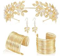 Juego de accesorios para disfraz de diosas griegas, diadema, perlas, aretes, collar para boda, fiesta, novia, disfraces, joyería, One Size, Como se describe, como se describe