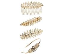 Juego de accesorios para el cabello con forma de hoja, 4 Uds. De peineta dorada para el pelo, diadema y horquillas para mujer, tocados bohemios para novia