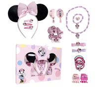 Juego de accesorios para el pelo y belleza Minnie Disney para niñas con diadema orejas elásticas pinzas espejo peine y joyas idea regalo 3+ 25 x 34 cm