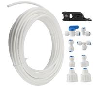 Juego de accesorios para frigorífico de 15 m con manguera, tubería de agua (6,35 mm) y accesorios para sistemas de ósmosis para frigoríficos y acuarios