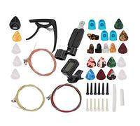 Juego de accesorios para guitarra, cuerda de guitarra colorida, afinador eléctrico, pines de puente Capo, juego de herramientas de reparación de reemplazo