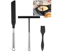 Juego de accesorios para hacer crepes, distribuidor de masa de acero inoxidable y espátula de silicona, herramientas de cocina para hornear