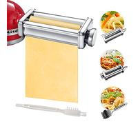 Juego de accesorios para hacer pasta para batidoras KitchenAid, incluye rodillo de celosía de fideos, cortador de espaguetis, rodillo de pasta y cepillo de limpieza