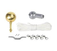 Juego de accesorios para mástil de bandera con bola dorada de 3 pulgadas, incluye asta de bandera de aluminio, polea de nailon y clips para conexión de bandera