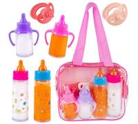 Juego de accesorios para muñecas con botellas mágicas para muñecas, efecto de jugo de leche, chupete y bolsa, juego de rol, accesorios para el cuidado de muñecas, juguetes para niños, regalo para mamá