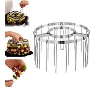 Juego de accesorios para parrilla de freidora de aire, juego de accesorios para parrilla de acero inoxidable, pinchos verticales de carne con colgante redondo (24 pinchos redondos + retractor)