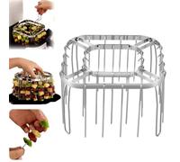 Juego de accesorios para parrilla de freidora de aire, juego de accesorios para parrilla de acero inoxidable, pinchos verticales de carne con colgante redondo (28 pinchos cuadrados + retractor)