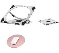 Juego de accesorios para portátil: soporte ergonómico de aluminio para ordenador portátil, soporte plegable de aluminio con protección de silicona y alfombrilla de ratón redonda de metal
