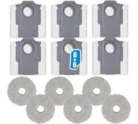 Juego de accesorios para robot aspirador Roborock QV 35A/QV 35S/Q Revo/Qrevo S/Qrevo Master/Qrevo Curve/Qrevo MaxV/Qrevo Pro/Qrevo Slim/Saros 10R/Qrevo Plus, 6 bolsas colectoras + 6 toallitas