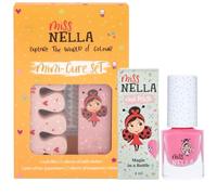 Juego de accesorios para uñas Miss Nella Kids + esmalte de uñas Pink a Boo: esmalte de uñas Peel Off, pegatinas de uñas, tatuajes, lima de uñas y separadores de dedos de los pies