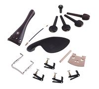 Juego de accesorios para violín 4/4 de madera de ébano, puente, mentonera, afinadores, cola, intestino
