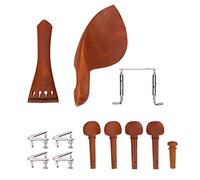 Juego de accesorios para violín 4/4 |Mentonera/Cordal/Clavijas de madera de azufaifa sin teñir |Afinadores finos de metal y clavija final |Piezas de repuesto para violín (A)