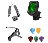 Juego de accesorios profesionales para guitarra, cejilla duradera, 3 en 1, alicates cortadores, afinador de clip, púas de guitarra para guitarras eléctricas clásicas y acústicas