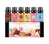 Juego de aceites aromáticos Candy - Colección de perfumes dulces de 6 piezas | duradero para difusores y fabricación de velas | premium para jabón, bombas de baño y citas en casa