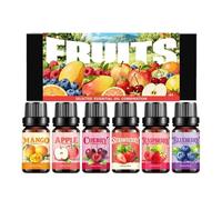 Juego de aceites difusores, colección de de frutas de 6 piezas, aceites líquidos de 10 ml con mezclas aromáticas, accesorio humidificador, equipo de relajación con fragancia natural