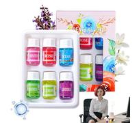 Juego de aceites esenciales - Botellas de aromaterapia de 10 ml, difusor humidificador, perfumes portátiles solubles en agua | Ambientador de coche de 6 piezas, para baño, salón, rel