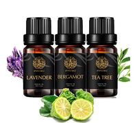 Juego de aceites esenciales de lavanda para difusor, 3 x 10 ml, 100% puro, kit de aceites esenciales de bergamota para humidificador, bergamota, lavanda, árbol de té, aromaterapia
