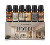 Juego de aceites esenciales para hotel - 6 x 10 m Aromaterapia Fragancias con noche de lujo, jazmín menta, té blanco, cítricos happiness, My Way, Hotel Lobby para difusor y humidificador, regalo para