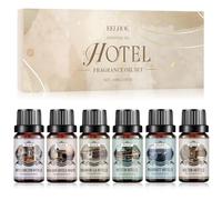 Juego de aceites esenciales para hotel, 6 x 10 ml, aceites esenciales para difusor, aceites esenciales de aromaterapia, para humidificador, aire fresco, fragancia de habitación, vestíbulo de hotel