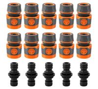Juego de Acoplamiento de Manguera, 10 unidades de 1/2 pulgadas Conector Manguera y 5 Conector Macho Doble, Doble Conector para Manguera de Jardín Extensión de Acoplamiento