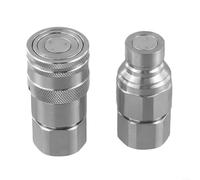 Juego de acoplamiento rápido hidráulico con válvula, diseño plano FF para NPT14 38 12 34, compatible con varios equipos, construcción de acero con revestimiento protector (G1/2))