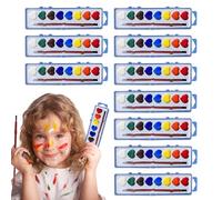 Juego de acuarela - acuarela lavable - Mini juego de acuarela en forma de corazón 10 piezas lavable juego de arte con pinceles y libro para colorear, regalo de San Valentín, aula, escuela, creativo