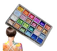 Juego de acuarela artística de 24 colores perlados, acuarelas sólidas de alto brillo en caja portátil, ideal para bocetos, paisajes, lettering y obras decorativas, acabado metálico resistente al agua