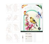Juego de acuarela de bolsillo, libro de práctica de acuarela con paleta y pincel, kit de pintura en miniatura plegable para principiantes, suministros de arte para estudiantes adultos, pintores