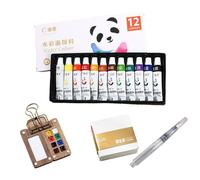 Juego de acuarela portátil - Kit profesional de pintura de acuarela, paleta de 12 colores con pincel, acuarela para artistas, principiantes, estudiantes, adultos