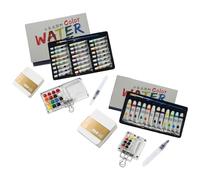 Juego de acuarelas de viaje Pocket Artist | Mini kit con paleta plegable, Sketchbook y pincel | Juego portátil de 5 piezas para pintores y artistas