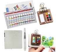 Juego de acuarelas mini caja de acuarela, NlsqEU Travel Aquarellfarben Set 12 colores en caja portátil, paleta de acuarela, paleta de acuarela portátil, mini Travel ideal para artistas y aficionados