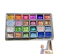 Juego De Acuarelas Perlescentes - Acuarelas Metálicas Sólidas Y Sólidas, Paleta De Kit De Pintura Perlescente Artística | Kit De Pintura Artesanal Finamente Molida Para Artistas Profesionales, Stud
