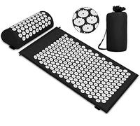 Juego de acupresión con cojín para relajación y masaje, alivio del dolor de espalda, dolor de cabeza y cuello, trastornos del sueño en casa, oficina, color blanco y negro