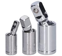 Juego de adaptadores de dados, junta giratoria de 3 piezas con construcción de acero al cromo vanadio, tamaños de accionamiento de 1/4" 3/8" 1/2", herramienta de conversión