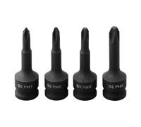 Juego de adaptadores de enchufe de 3/8 pulgadas PH1 PH2 PH3 PH4, cabezales de destornillador de cruz forjados de acero cromado, compatible con llaves de cabeza cuadrada, 4 piezas, color negro