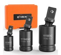 Juego de adaptadores de enchufe giratorio universal de 1/4", 3/8" y 1/2", juego de llaves de vaso de grado de impacto CR-MO