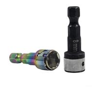 Juego de adaptadores de enchufe hexagonal de 8 mm con funda de bola de acero no magnética para uso con destornilladores de enchufe y herramientas manuales (2 piezas)
