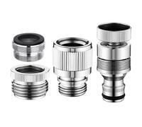 Juego de adaptadores de grifo de 4 piezas Conector rápido Adaptador aireador desmontable de acero inoxidable para manguera de jardín y conexión de ducha