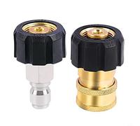 Juego de adaptadores M22 de 14 mm a 3/8 pulgadas, conector giratorio de latón para manguera y bomba, hasta 4500 PSI y 300°F, 1 macho y 1 hembra hembra