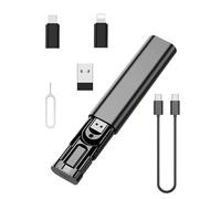 Juego de Adaptadores USB-C 6 en 1 con Estuche 60W Carga Rápida Adaptador USB C 6 Combinaciones (Light-Ning/USB-A/Micro-USB), Ranura SIM Material TPE+ABS para iPhone 16/15/14 Pro MAX Galaxy S24 Huawei