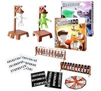 Juego de Adivinanzas con Ahorcado Magnético y Misterios, Divertido Juego de Mesa Ahorcado con Cowboy Magnético, Juegos de Viaje Que Brillan en la Oscuridad para Niños, Adultos, Familia y Amigos (A)