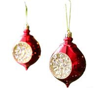 Juego de adornos de bola de plástico con forma de gota de agua para colgar en Navidad para árboles y decoración navideña del hogar con influencia de estilo europeo (azul (rojo (2 paquetes)