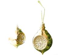 Juego de adornos de bola de plástico con forma de gota de agua para colgar en Navidad para árboles y decoración navideña del hogar con influencia de estilo europeo (azul (dorado (2 paquetes))