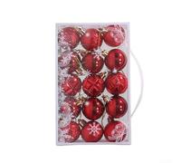 Juego de adornos de bolas de Navidad colgantes con tapa de cuerda, bolas ligeras de plástico para decoración de árbol y exhibiciones navideñas en interiores (rojo)