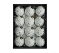 Juego de adornos de bolas de Navidad de estilo vintage rústico que contiene 12 piezas hechas de PVC inastillable, perfecto para árbol de Navidad y decoración del hogar de vacaciones (plateado)