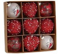 Juego de adornos de corazón para el día de San Valentín, decoración colgante de espuma y PET para árbol, estilo minimalista moderno en rojo, rosa y blanco, tamaños de 6 cm y 8 cm (rojo 8 cm)