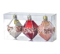 Juego de adornos de estrella para árbol de Navidad con bolas pintadas, conos de pino y ciervo, construcción de plástico ligero con diseño detallado para decoración festiva (I)