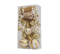 Juego de adornos de Navidad, 15 piezas, adornos de dulces de menta, con plan de piruletas con purpurina, bolas de Navidad de plástico dorado y plateado carmesí para decoraciones de árbol de vacaciones